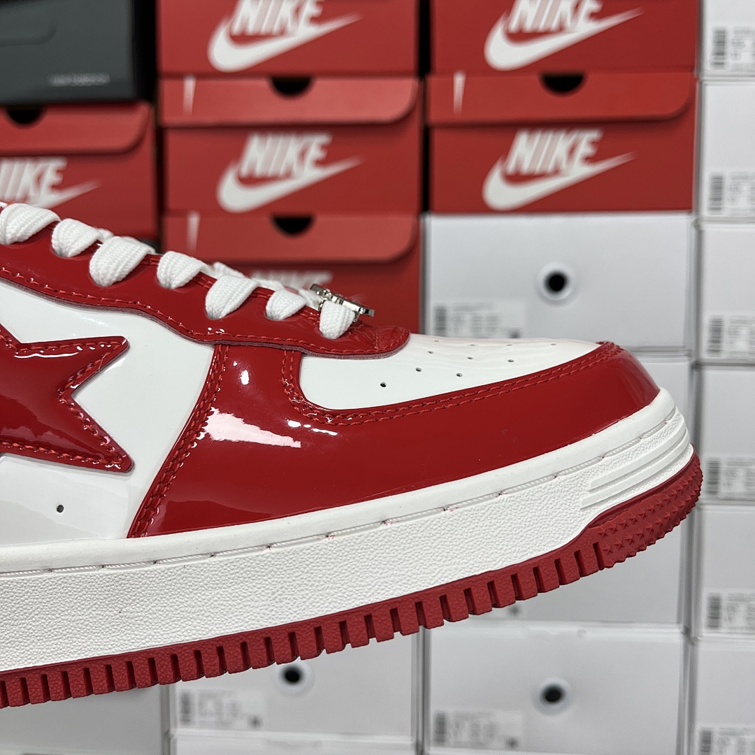 Bape A Bathing Ape Bape Sta Patent Leather (White Red) - Image 4