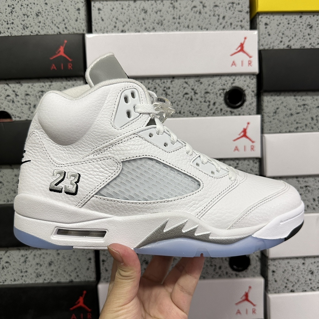 Nike Jordan 5 Retro White Metallic HQ7978-103 (Silver) - Image 8