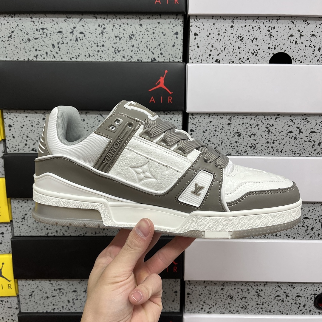 Louis Vuitton Trainer (Khaki Grey White) - Image 7
