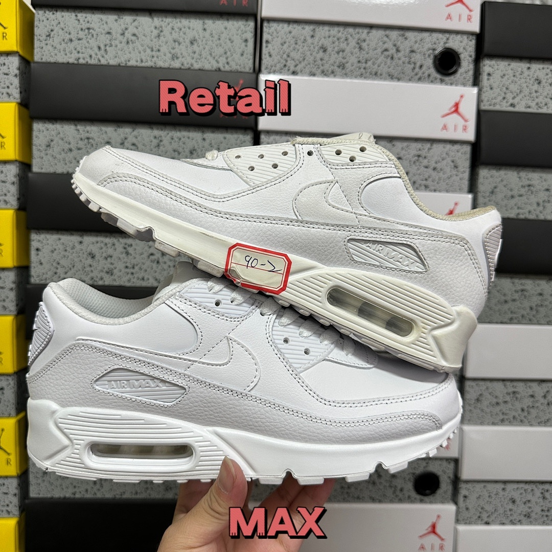 Nike Air Max 90 Leather Triple White CZ5594-100 - Image 10
