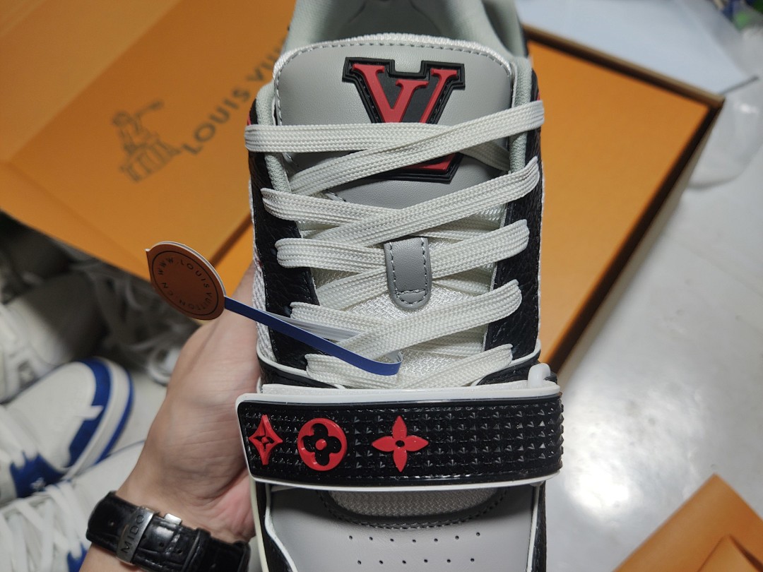 Louis Vuitton LV Trainer Red Black Velcro Strap - Image 8