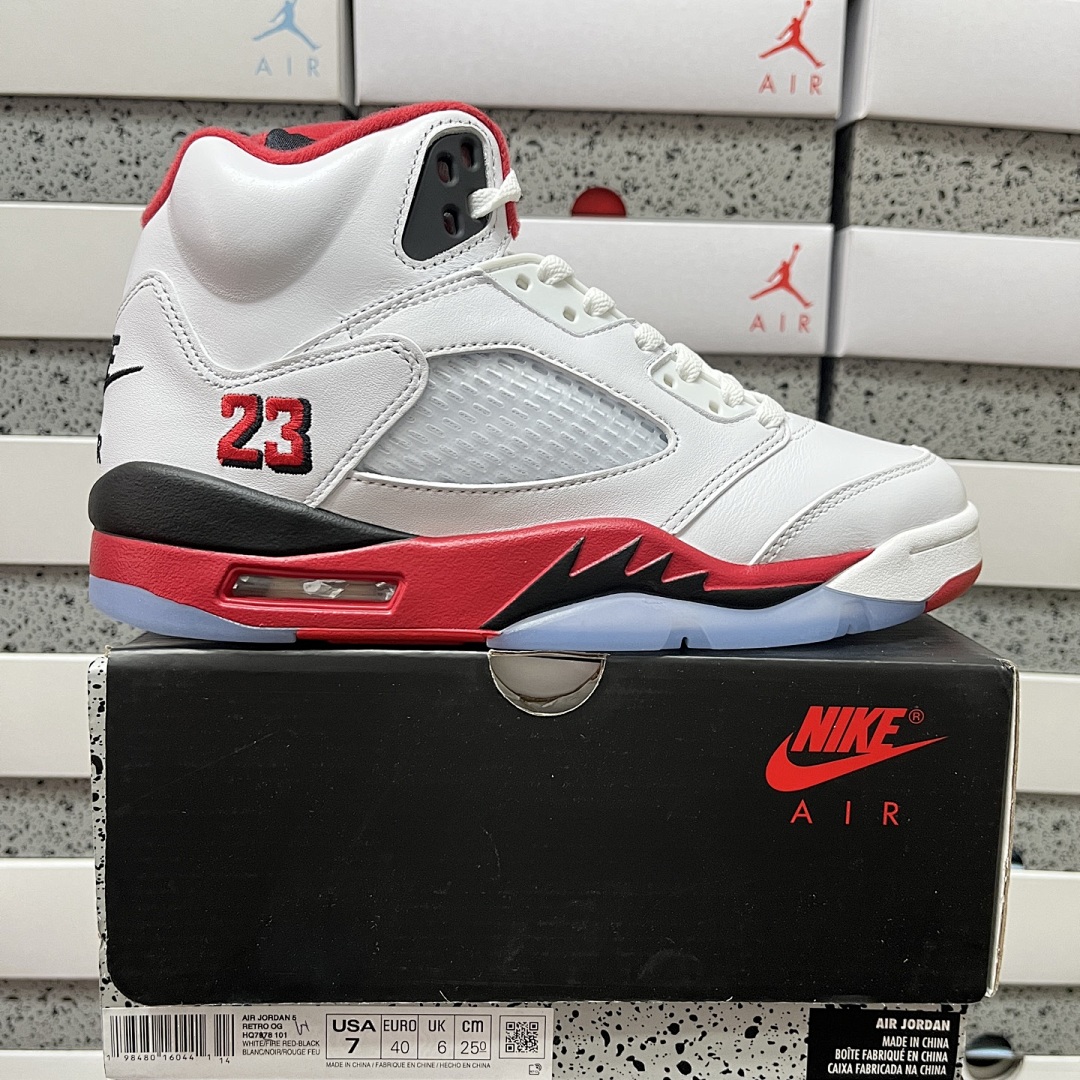 Nike Jordan 5 Retro Fire Red Black Tongue HQ7978-101 Flame