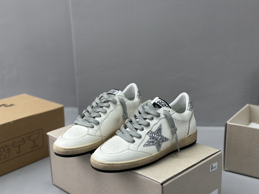 Golden Goose Deluxe Brand White Leather Silver Star - Image 3