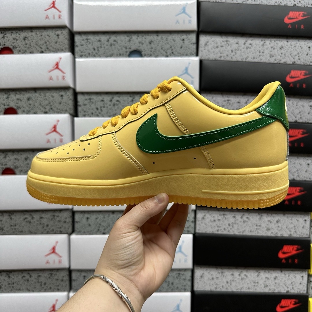 Nike Air Force 1 Low Patent Leather Topaz Gold Pine (Green) - Image 9