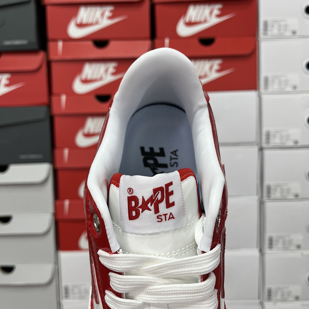 Bape A Bathing Ape Bape Sta Patent Leather (White Red) - Image 5
