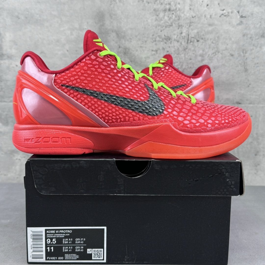 Nike Kobe 6 Protro Reverse Grinch ZK6 Red Black Reversed Green Hornet - Image 10