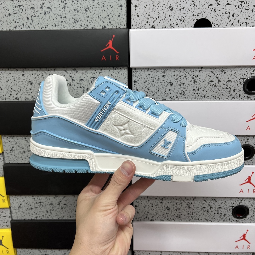 Louis Vuitton Trainer (Khaki Blue White) - Image 7
