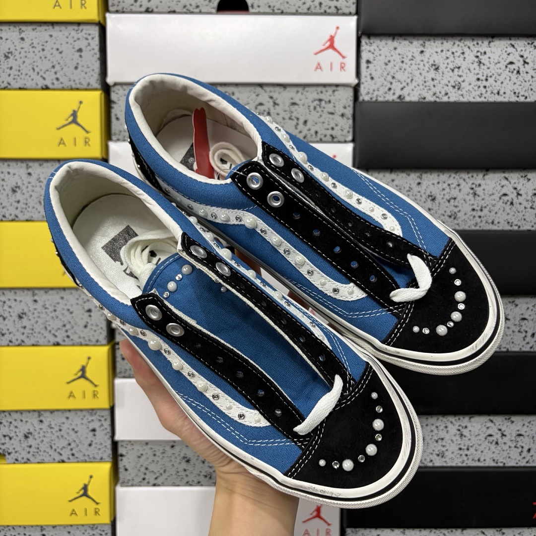 Vans LX Old Skool 36 Pearlized Pack Black Navy VN000E8VYA6 Bead Stud - Image 9