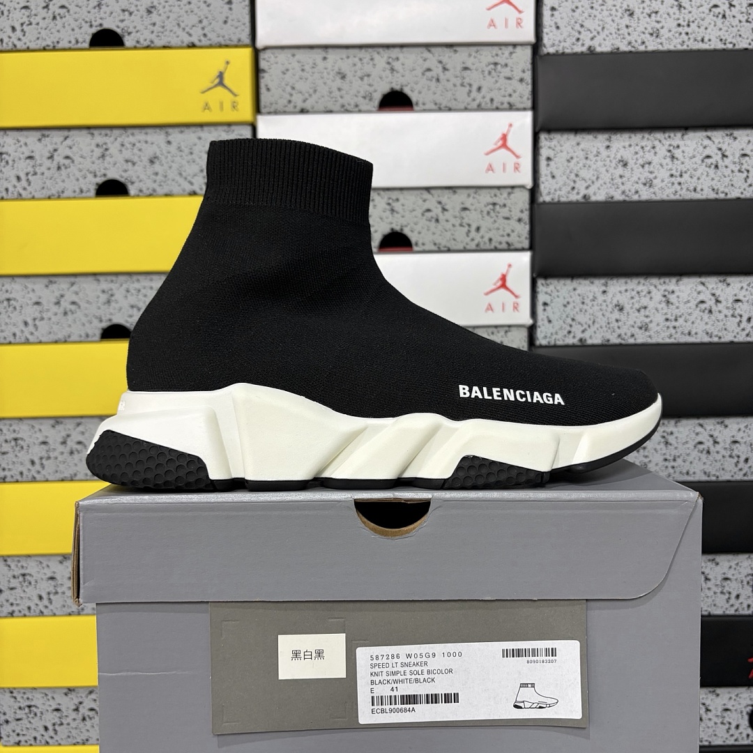Balenciaga Speed Clear Sole Black White Socks