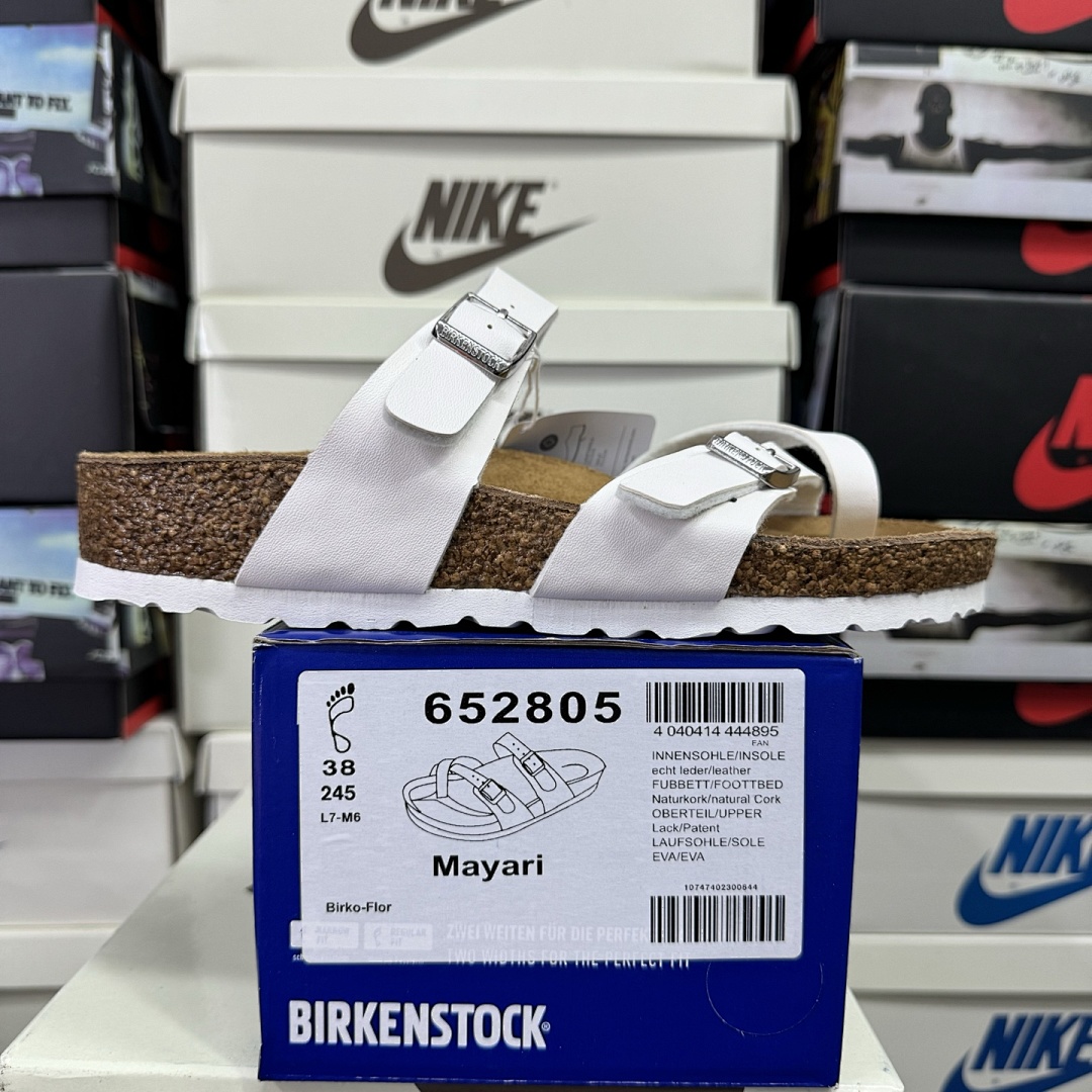 Birkenstock Birken Arizona Birkibuc Double Buckle Flip Flops White (Sole)