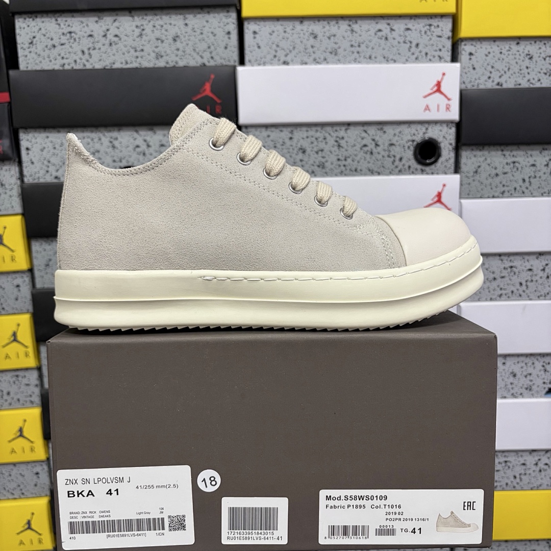 Rick Owens Vintage Sneaks Mid Grey Suede
