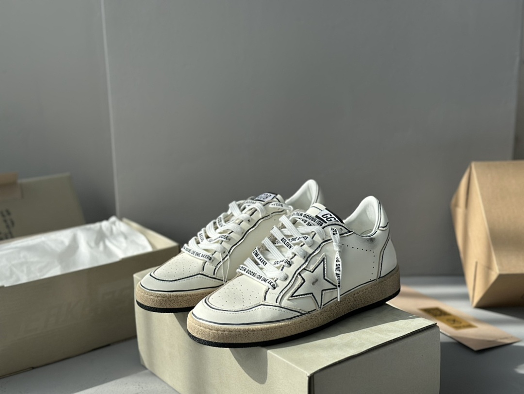 Golden Goose Deluxe Brand White Leather Blue Stitching - Image 7