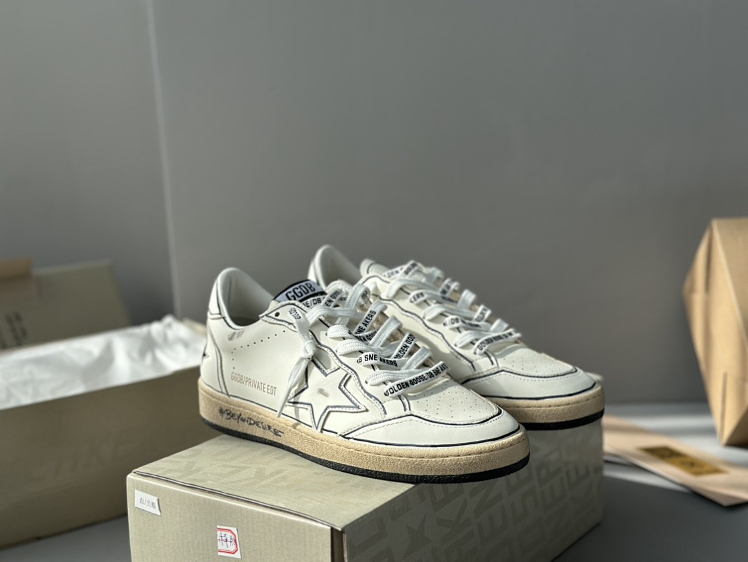 Golden Goose Deluxe Brand White Leather Blue Stitching