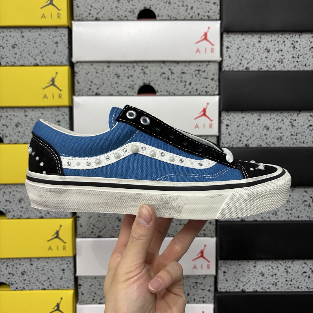 Vans LX Old Skool 36 Pearlized Pack Black Navy VN000E8VYA6 Bead Stud - Image 2