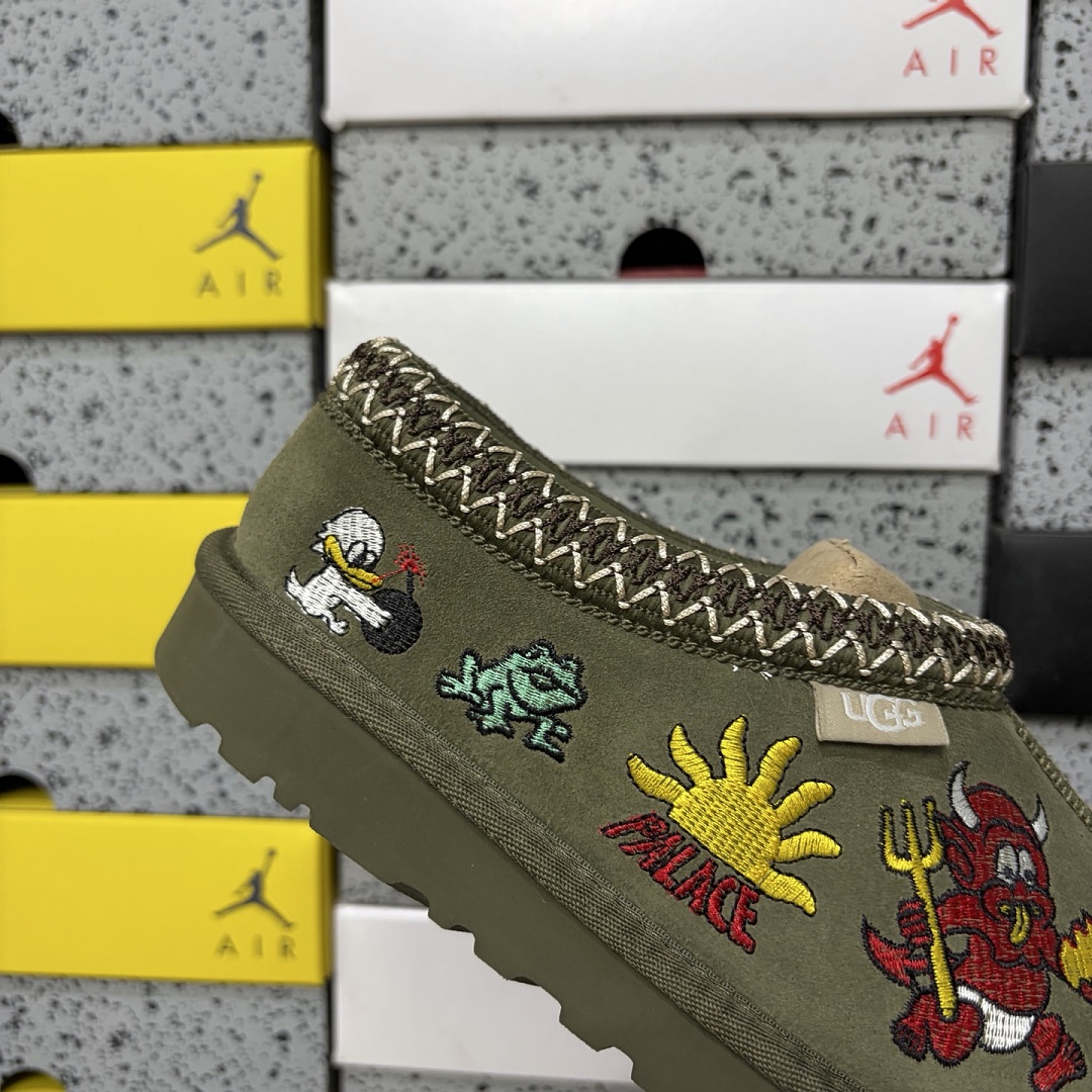 UGG Tasman Thin Sole Ethnic Khaki Embroidered Green -2553 - Image 4