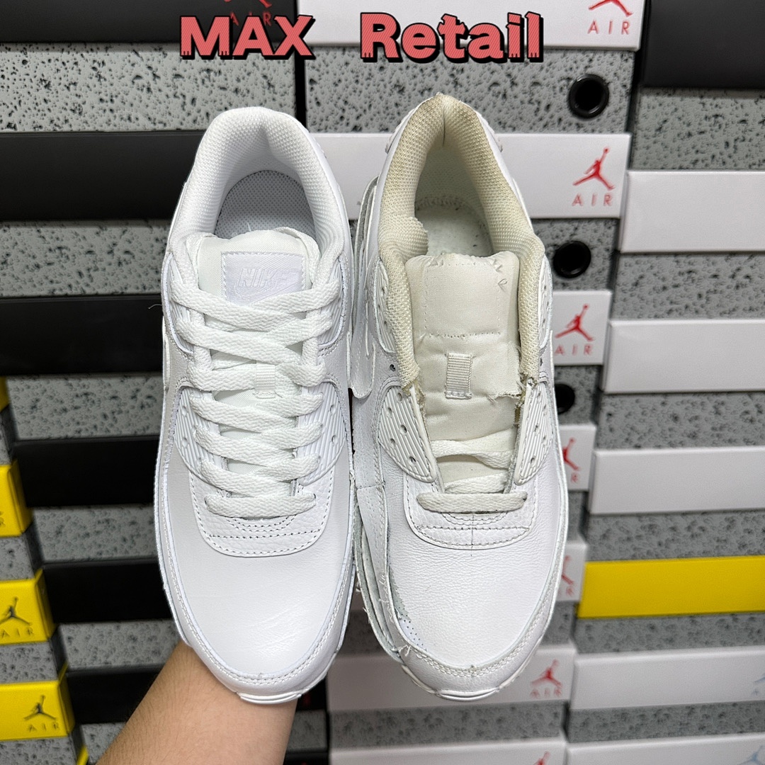 Nike Air Max 90 Leather Triple White CZ5594-100 - Image 11