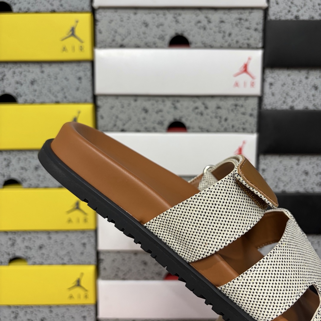 Hermes Chypre Sandal Grey Coffee / Canvas - Image 5