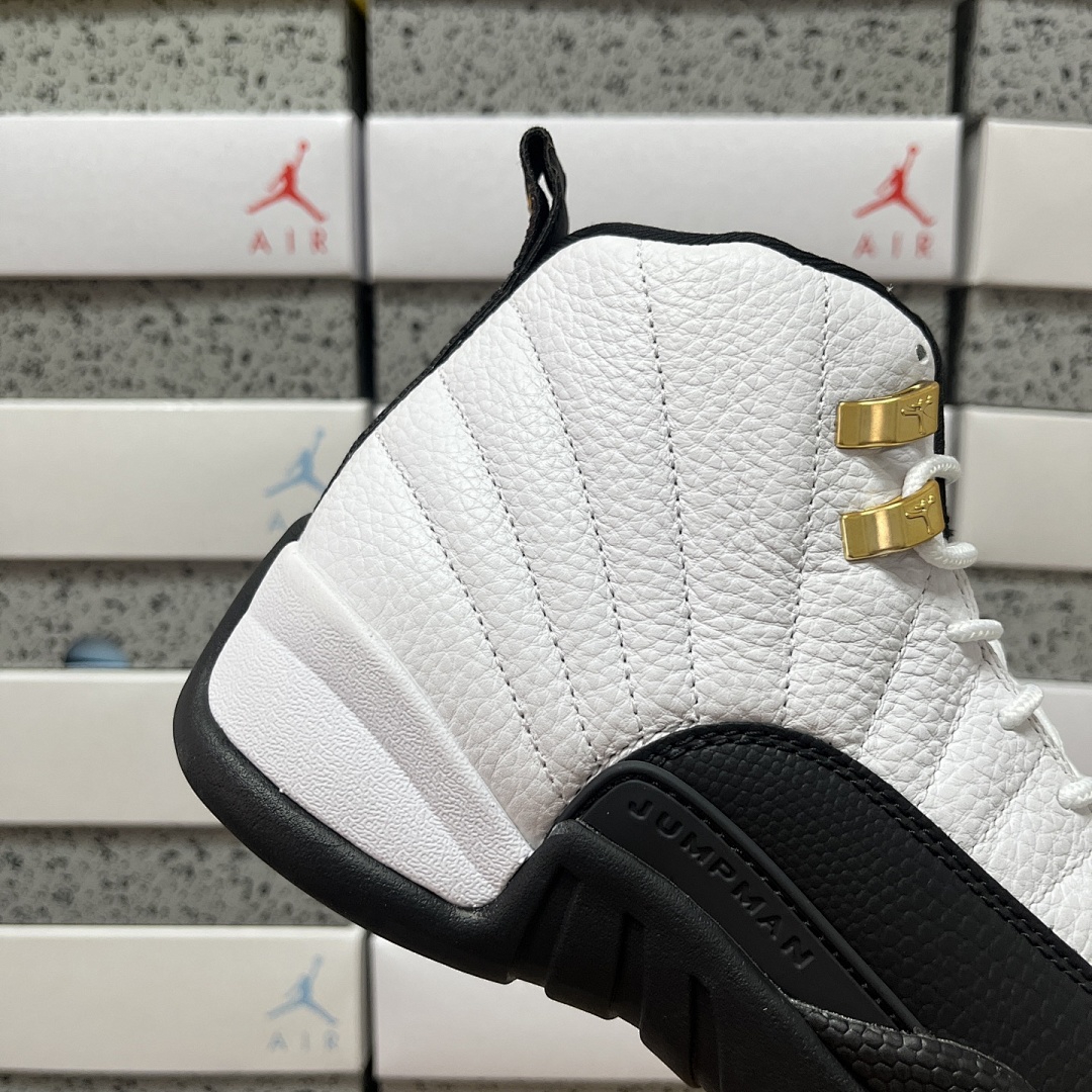 Nike Jordan 12 Retro Taxi CT8013-117 Black White Gold Buckle - Image 8