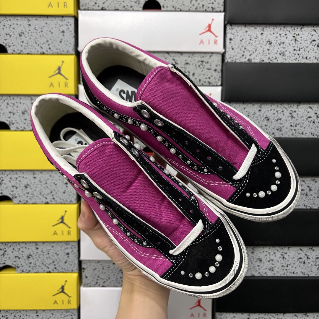 Vans OTW Old Skool 36 Pearlized Pack Pink Black VN000E8VHLE Bead Stud - Image 9