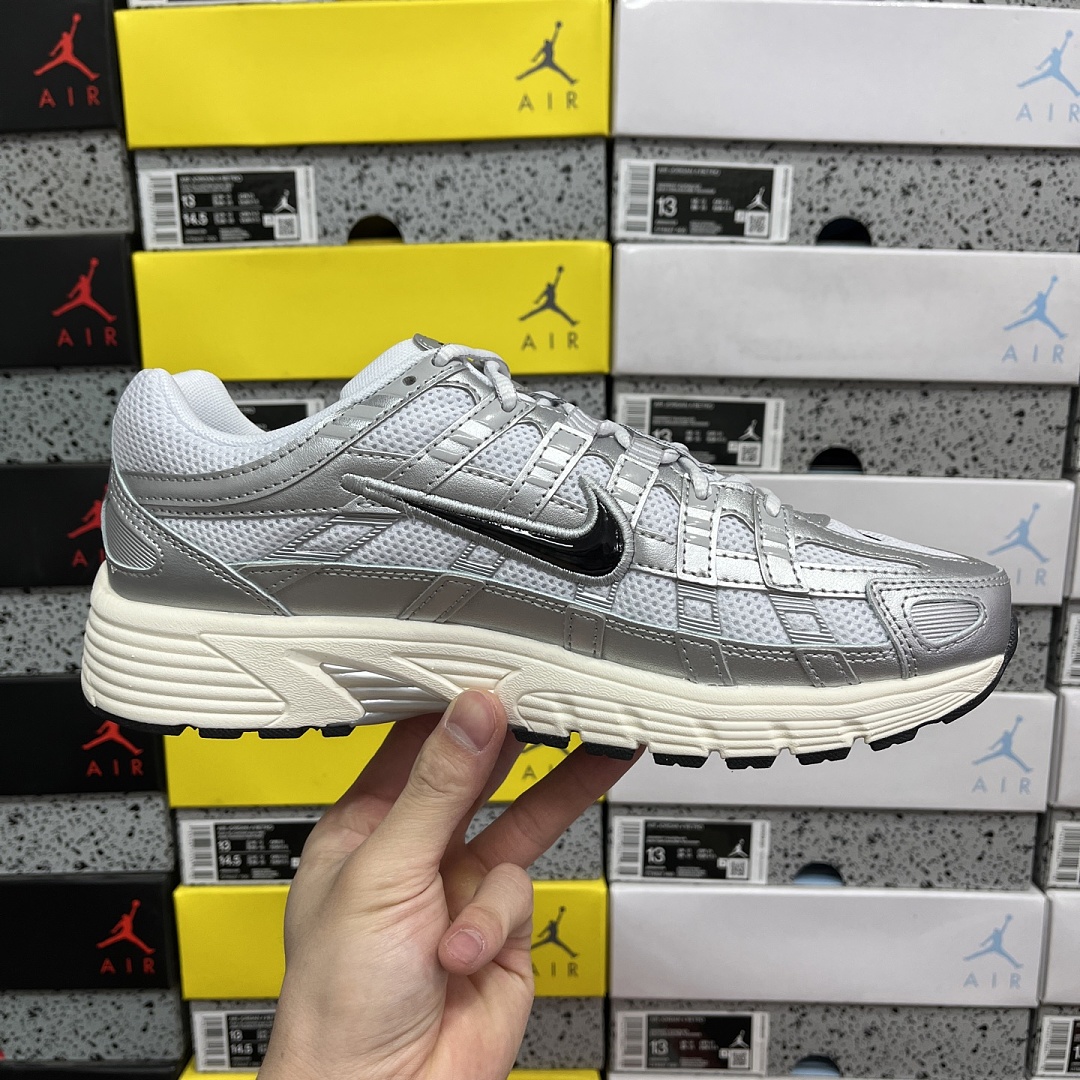 Nike P-6000 White Metallic Silver Flat Black CD6404-105 - Image 3