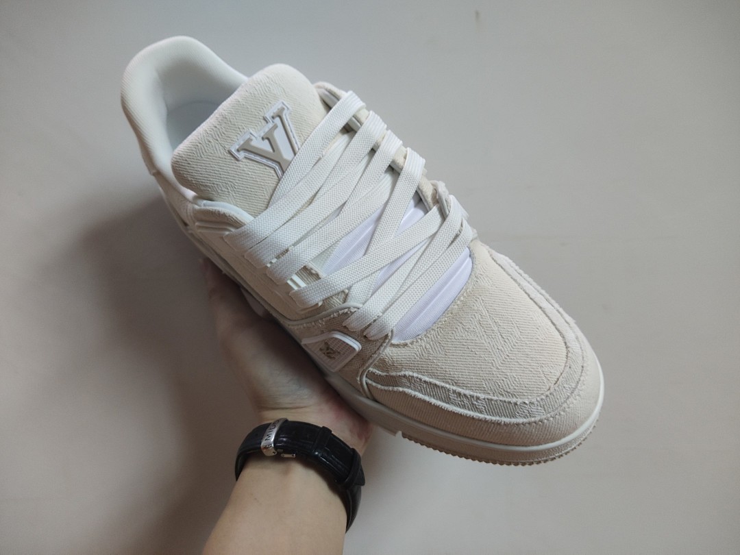 Louis Vuitton LV Trainer Beige Monogram Demin - Image 5