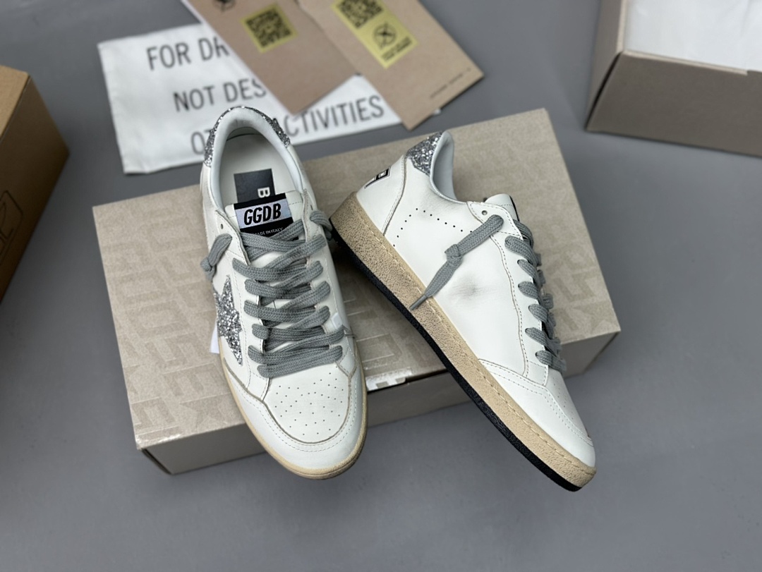 Golden Goose Deluxe Brand White Leather Silver Star - Image 4