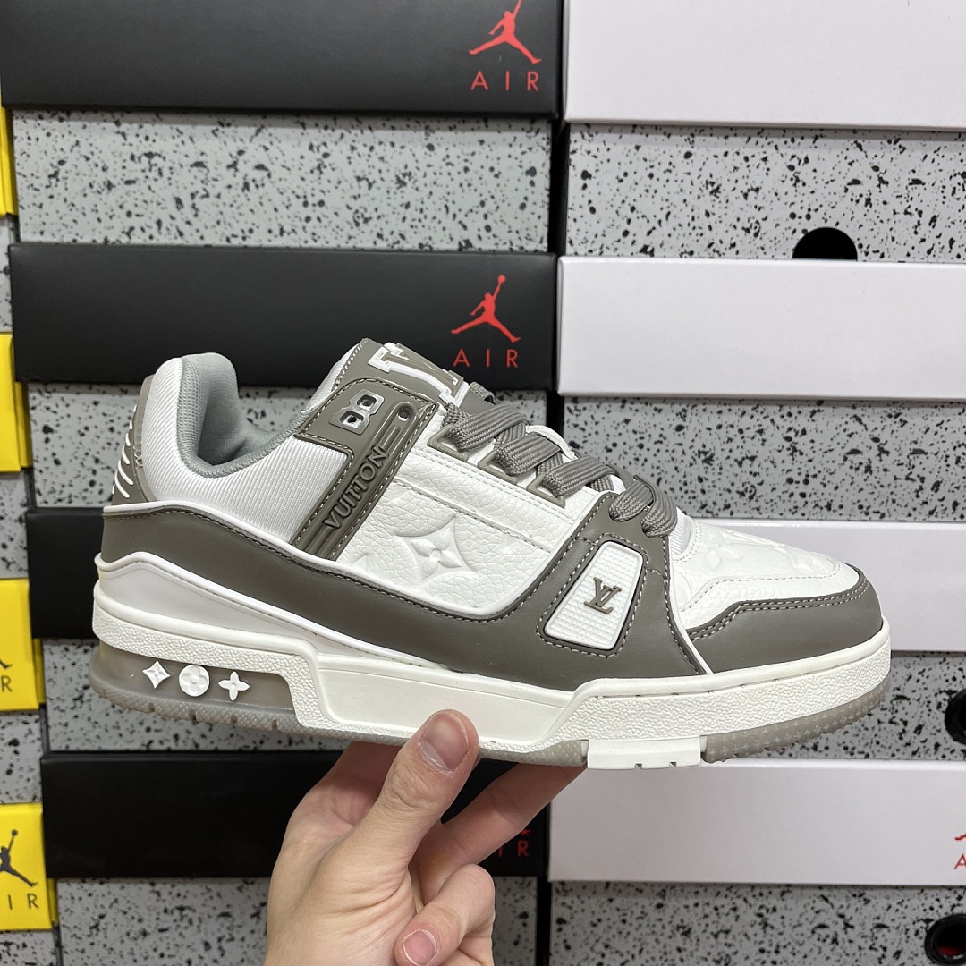 Louis Vuitton Trainer (Khaki Grey White) - Image 8