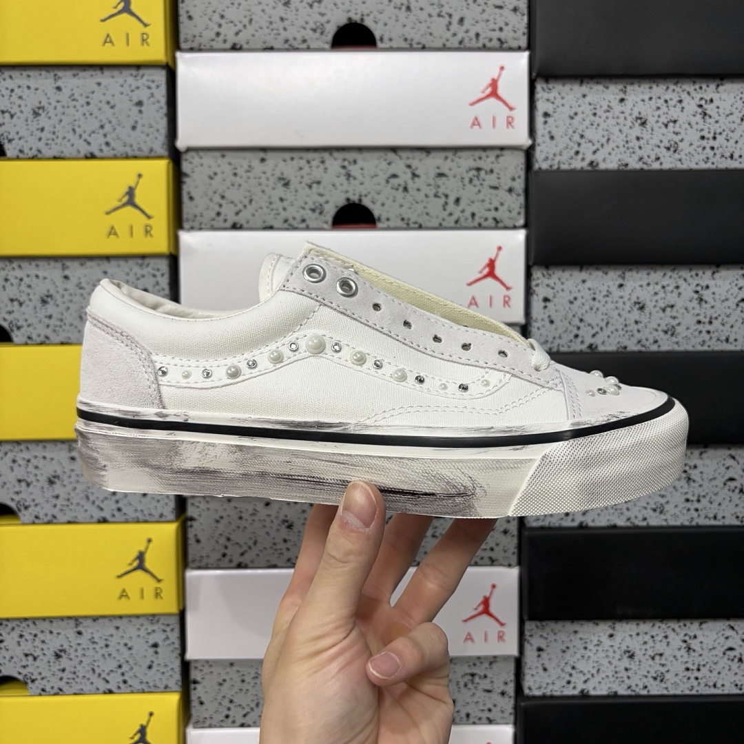 Vans OTW Old Skool 36 Pearlized Pack Marshmallow VN000E8VCCZ Cream White Bead Rhinestone - Image 4