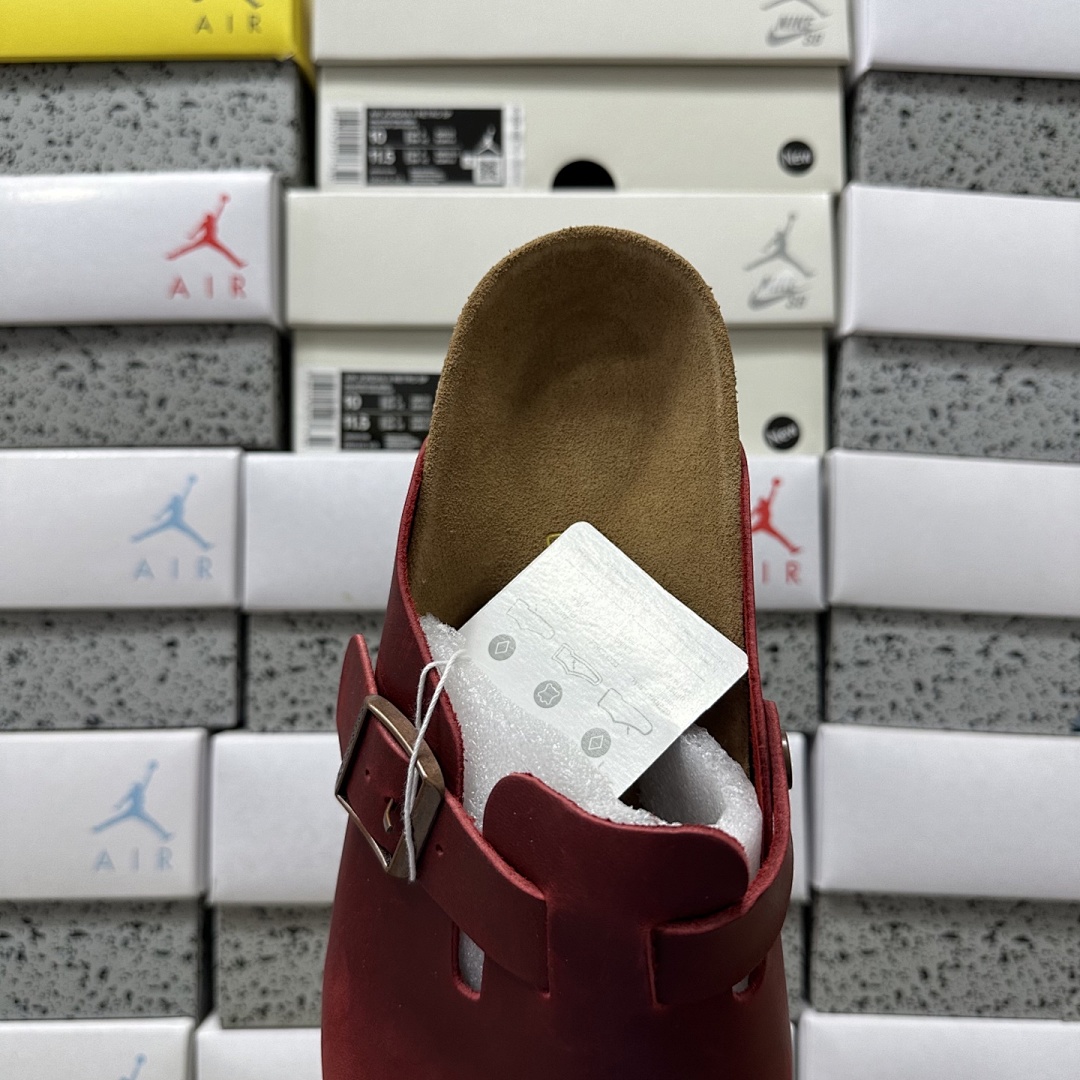 Birkenstock Birken Boston Soft Footbed Wine Red Leather - Image 3
