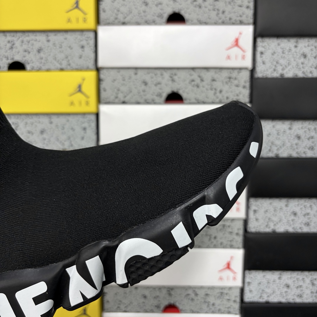 Balenciaga Speed Graffiti Trainers Black Socks - Image 2