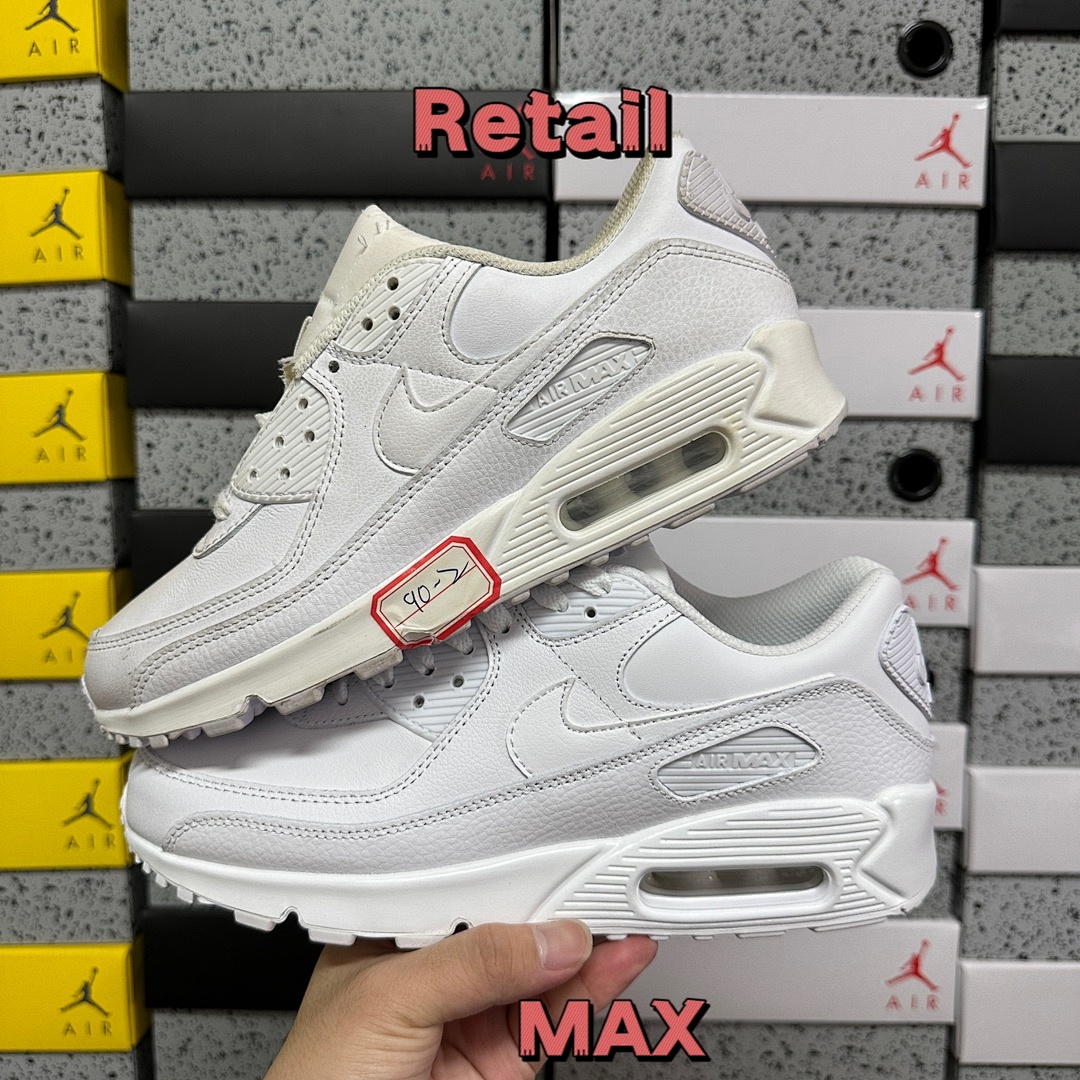Nike Air Max 90 Leather Triple White CZ5594-100 - Image 6