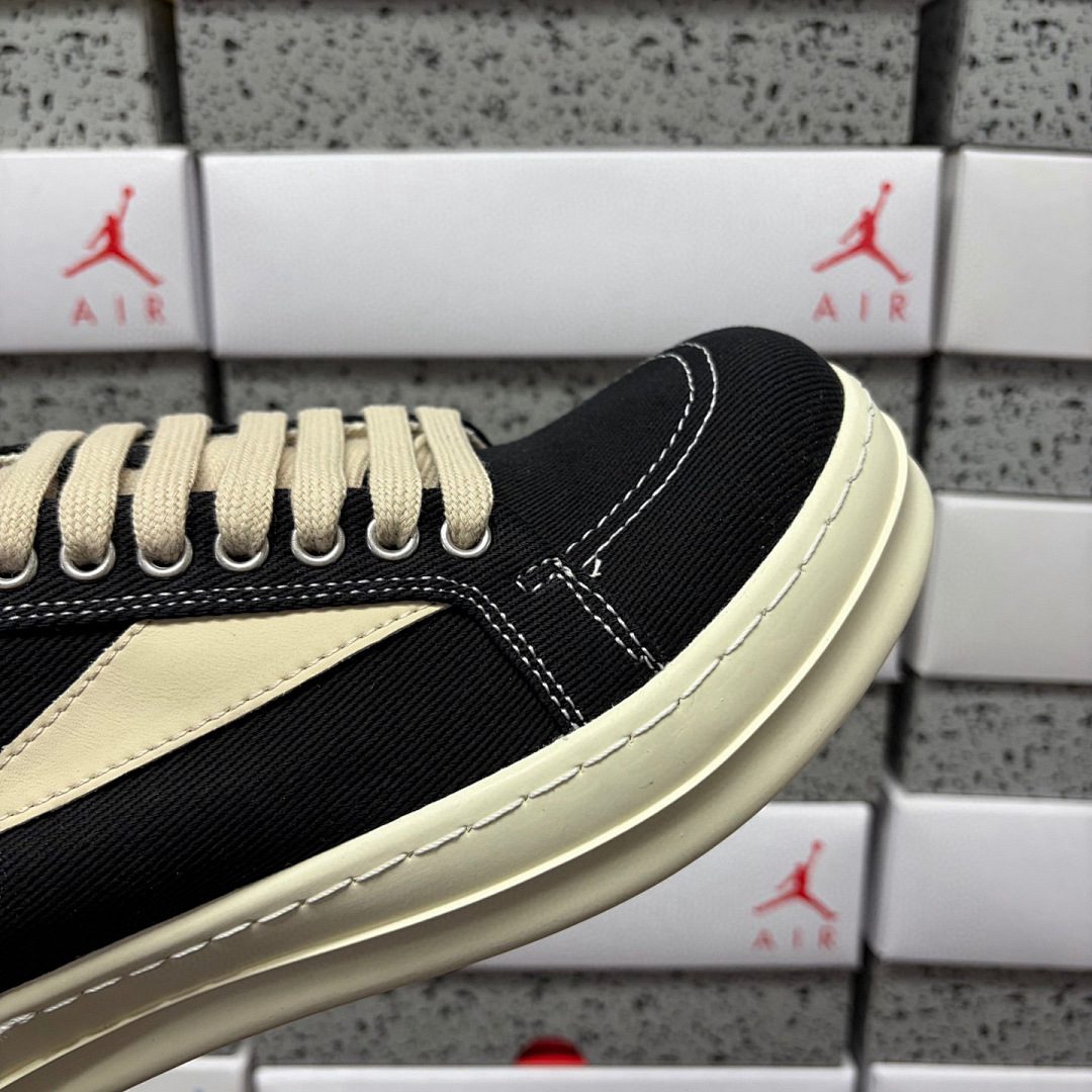 Rick Owens Vintage Sneaks Collab Black Canvas - Image 8