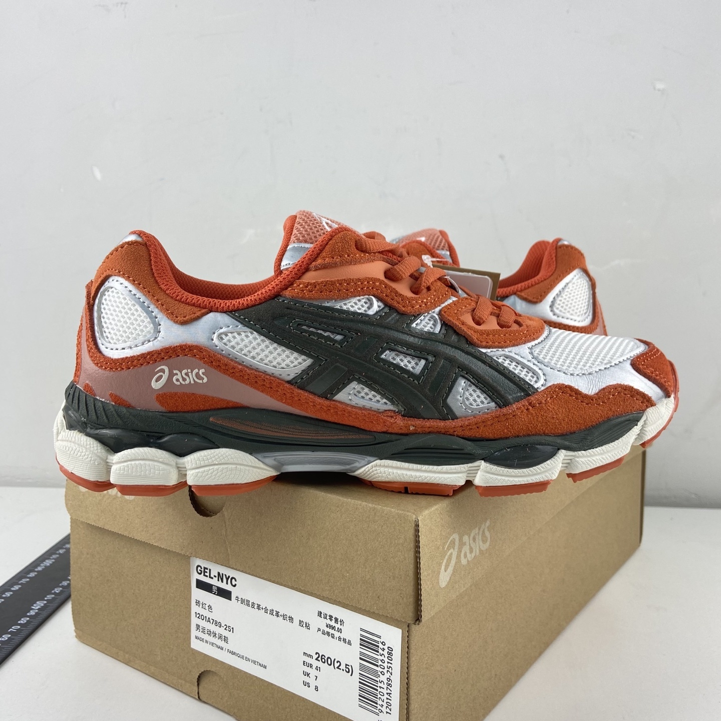 ASICS Gel-NYC Oatmeal Forest Green Orange NYC Brick (Red) - Image 11