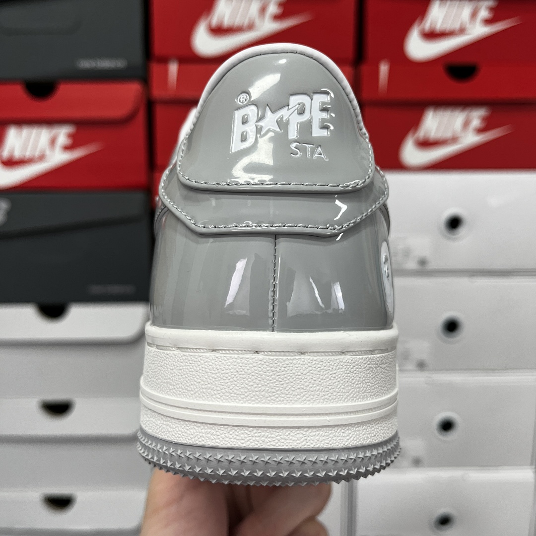 Bape A Bathing Ape Bape Sta Patent Leather (White Grey) - Image 6