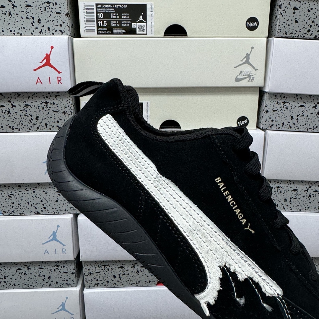 Balenciaga Speedcat Suede (Distressed Black White) - Image 7