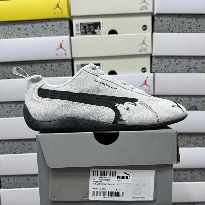 Balenciaga Speedcat Suede (Distressed White Black)
