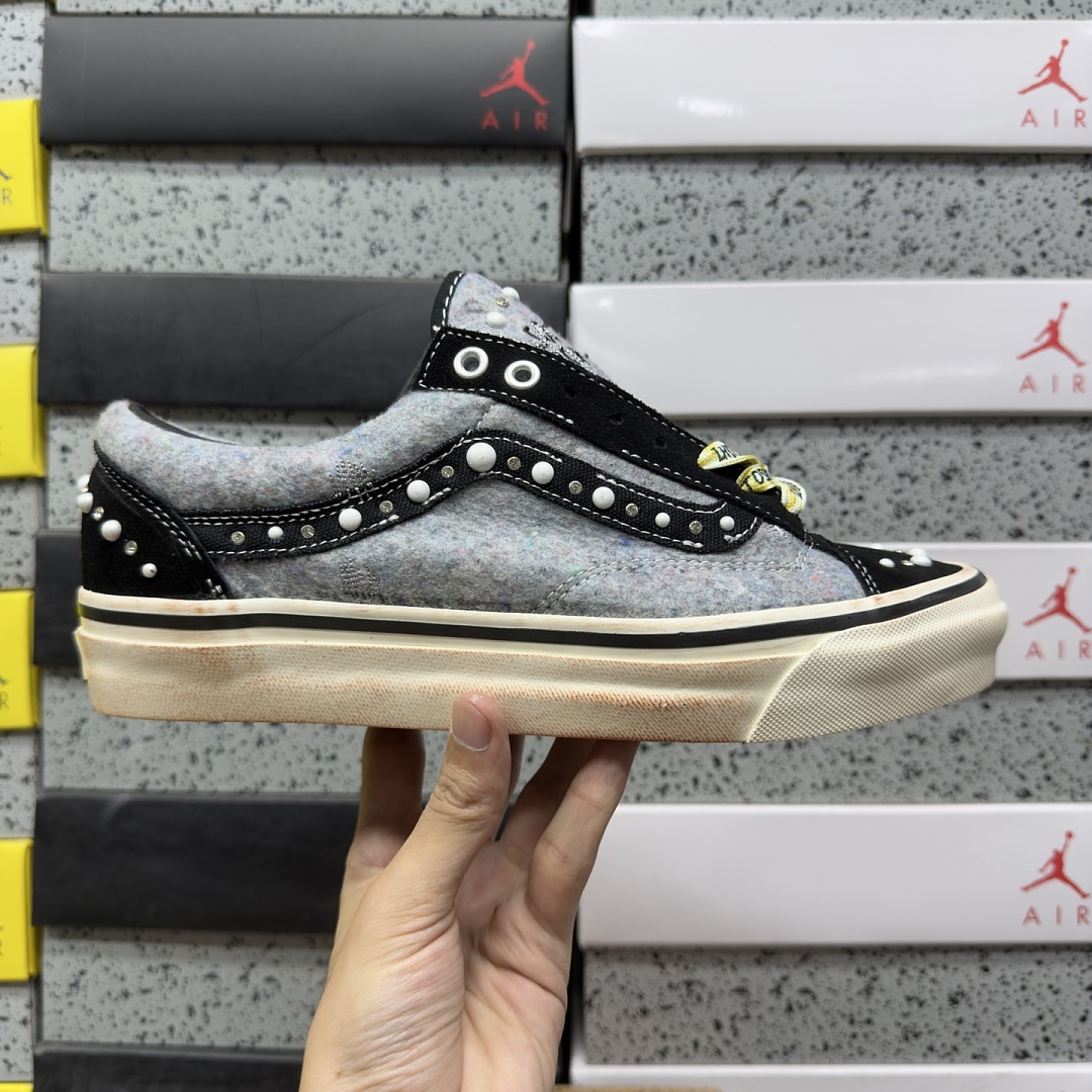 Vans 【GOD BatcOld Skool 36 Satoshi Nakamoto Pearlized Speckled Moving Blanket Grey VN000DC0FNG Black Velvet - Image 5