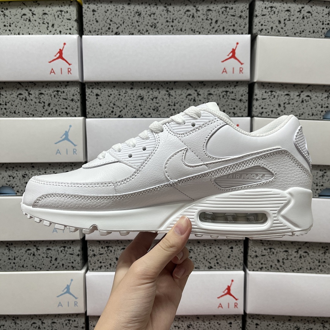 Nike Air Max 90 Leather Triple White CZ5594-100 - Image 15