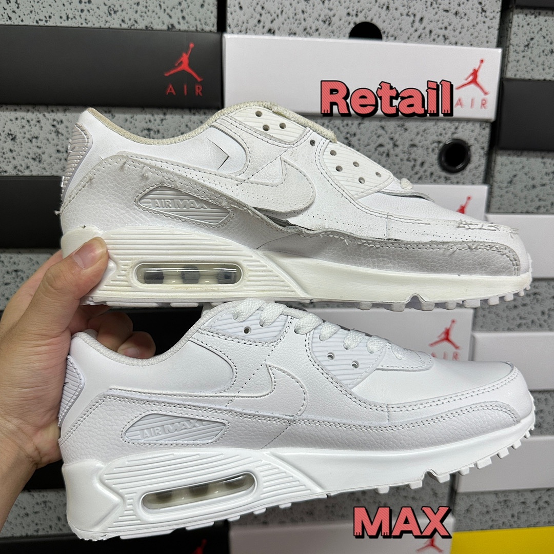 Nike Air Max 90 Leather Triple White CZ5594-100 - Image 4