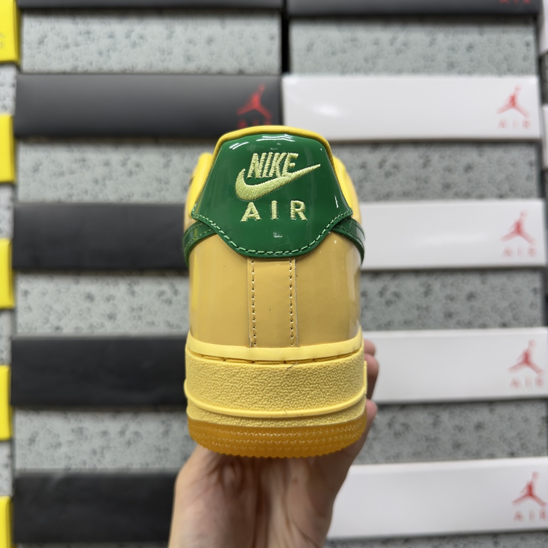 Nike Air Force 1 Low Patent Leather Topaz Gold Pine (Green) - Image 6
