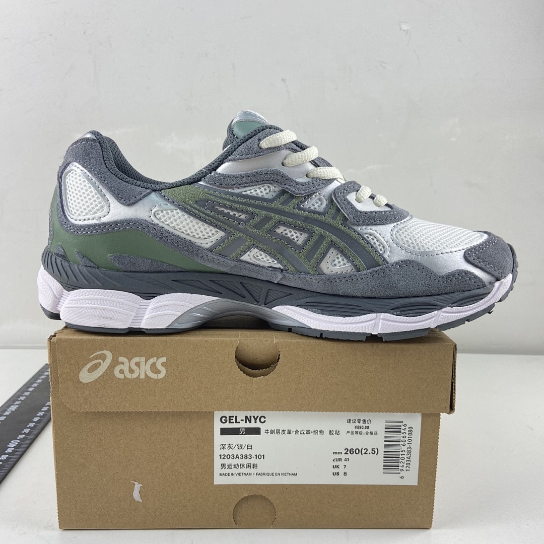 ASICS Gel-NYC Cream Steel Grey NYC (White Green) - Image 3