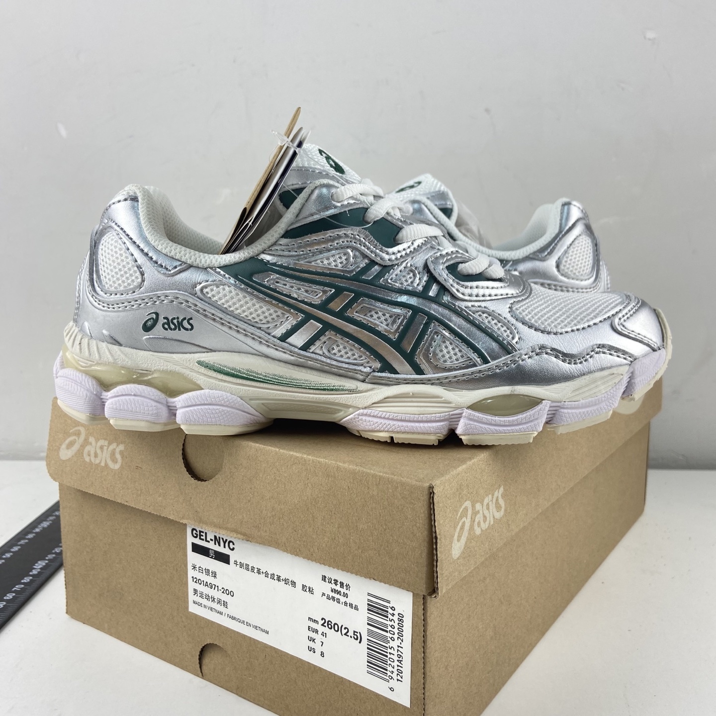 ASICS Gel-NYC Cream Kale NYC Off (White Silver Green) - Image 11