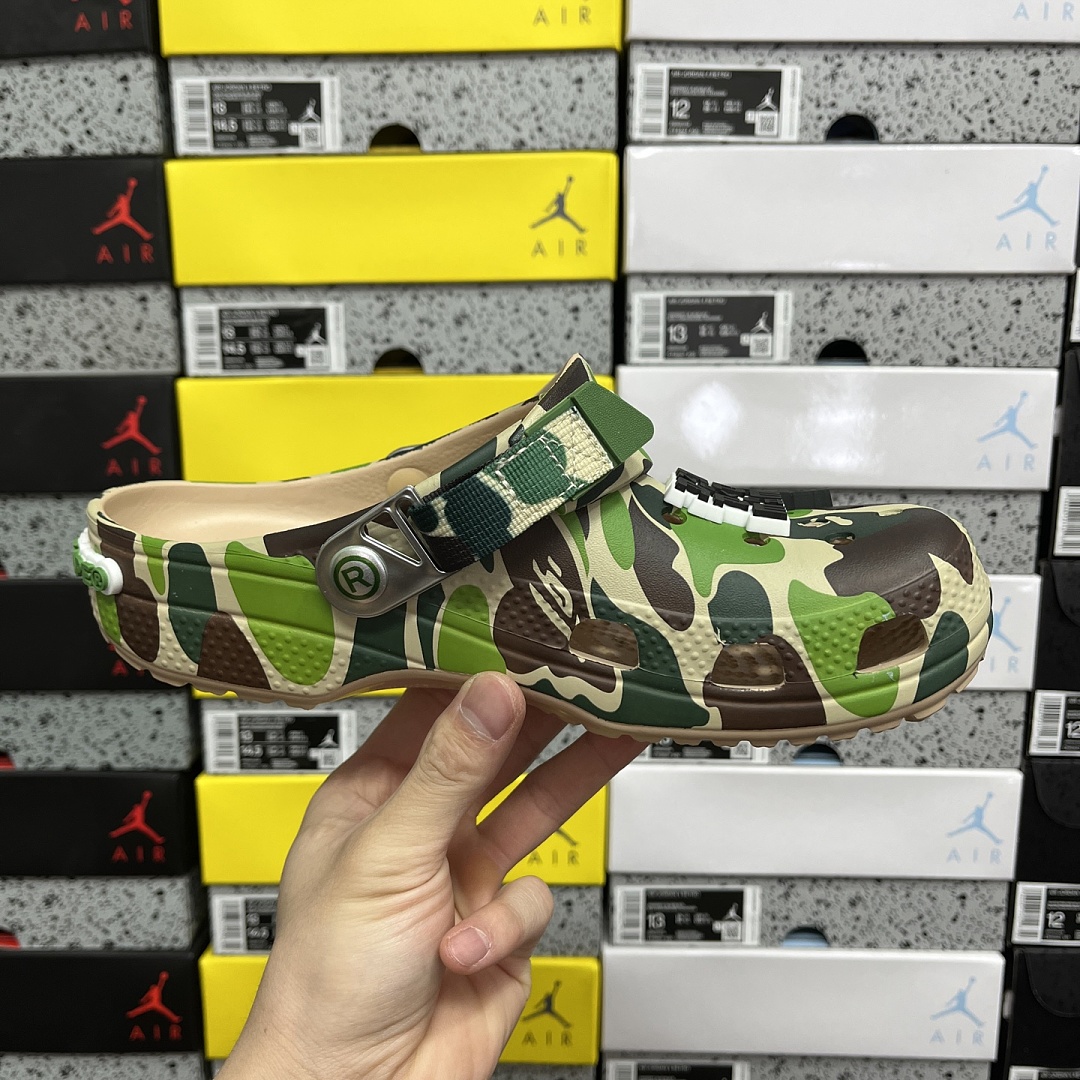 Crocs Classic Clog A Bathing Ape ABC Camo Green Print - Image 7