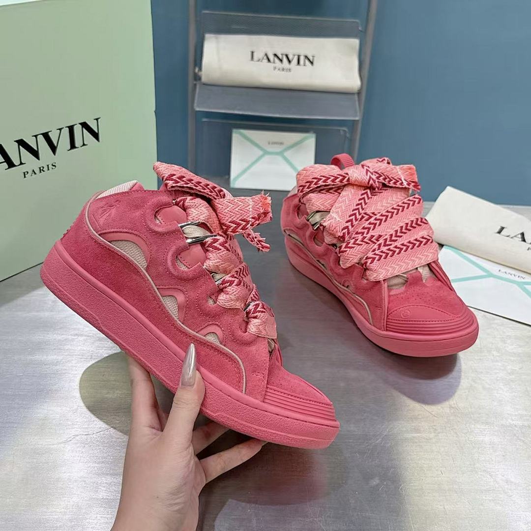 Lanvin FoShan Batch Lanvin Leather Curb Sneakers Three Generations