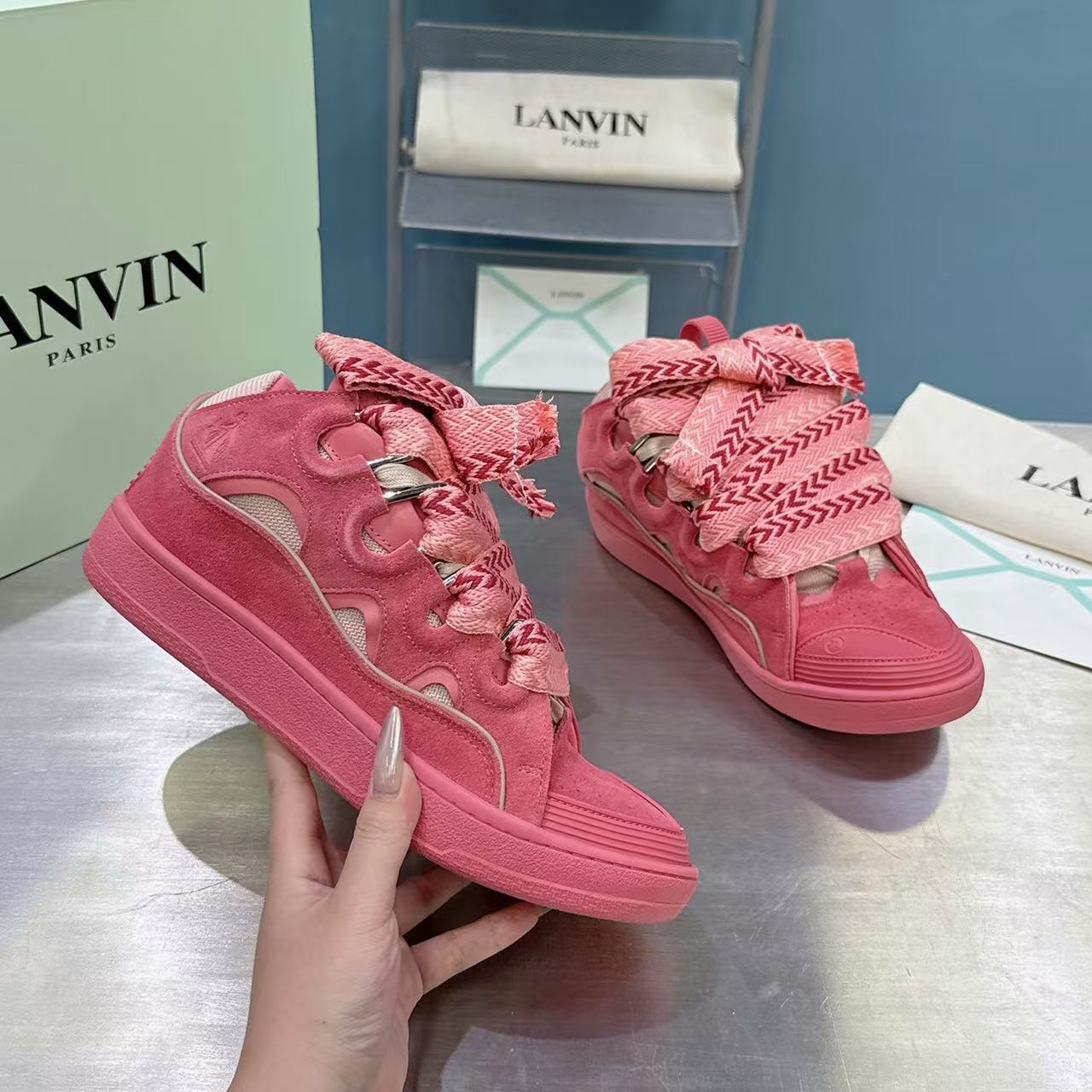 Lanvin FoShan Batch Lanvin Leather Curb Sneakers Three Generations - Image 10