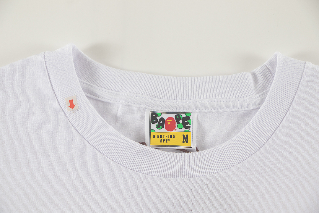 Bape 148 TOP Print Collar Short Sleeve T Black White S-XL - Image 15
