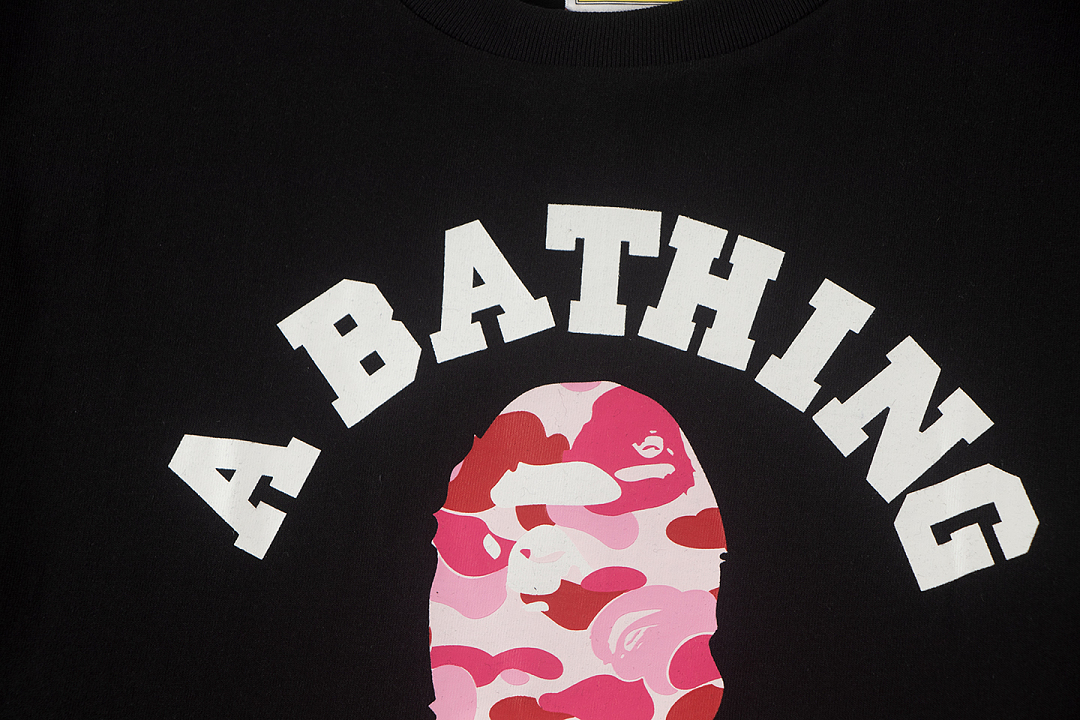 Bape 148 TOP Print Collar Short Sleeve T Black S-XL - Image 8