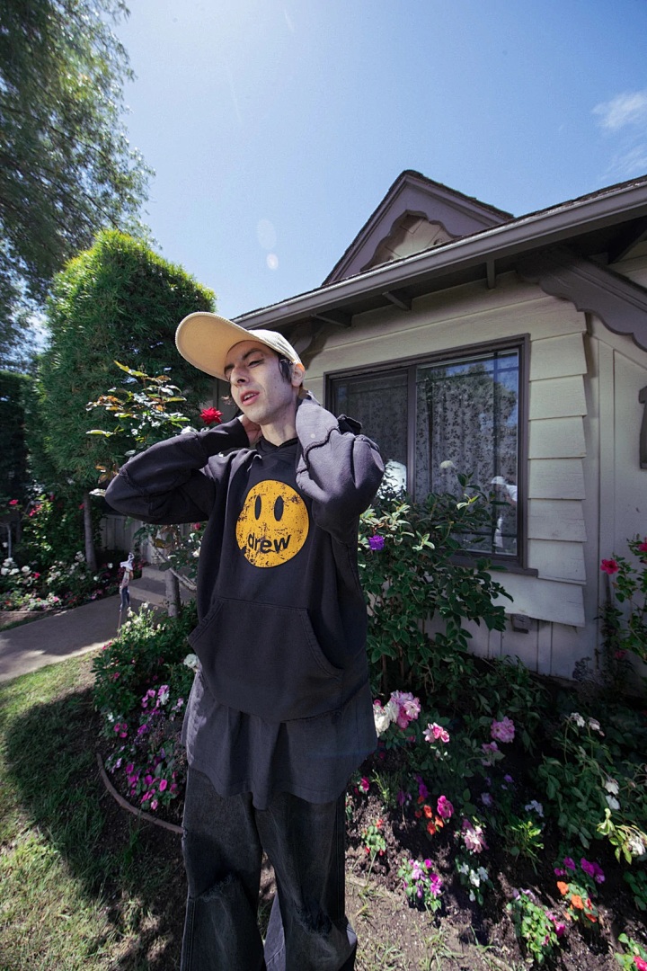 Drew House 238 DREW HOUSE MASCOT HOODIE Khaki Vintage Print Velvet Metallic Grey S M L - Image 24