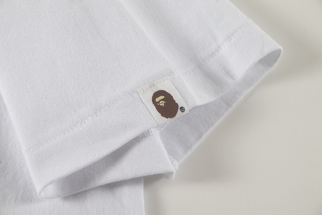 Bape 148 TOP Print Collar Short Sleeve T Black White S-XL - Image 19