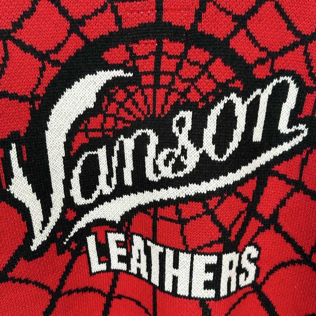 Sp5der 368 VANSON SPIDER-MAN SWEATER SS26 Embroidered Collar Fleece Black Red S - Image 13